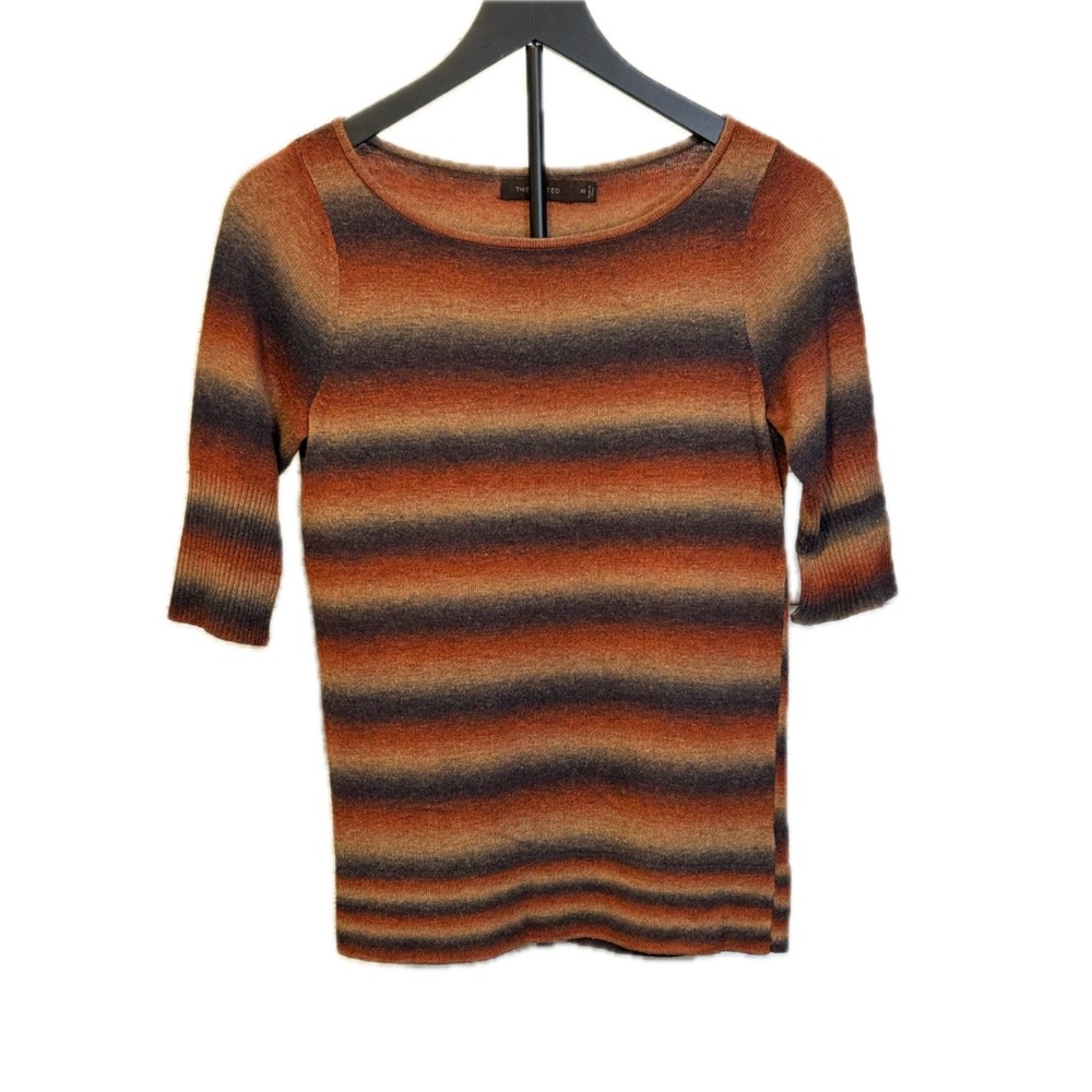 The Limited Sweater Women's XS Rust Ombre Stripe Elbow Sleeve